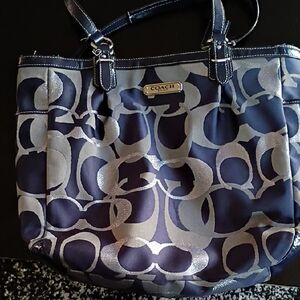 Coach Blue and Silver Shoulder Bag